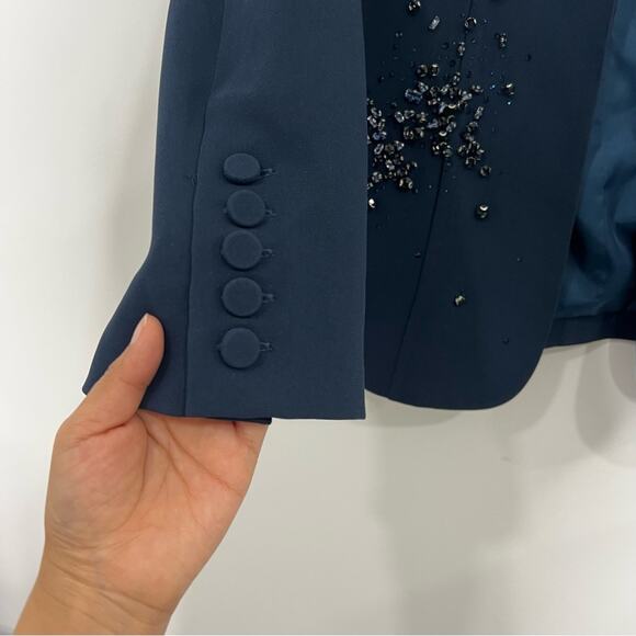 $695 Cinq á Sept Cheyenne Rhinestone Embellished Blazer - Picture 8 of 15